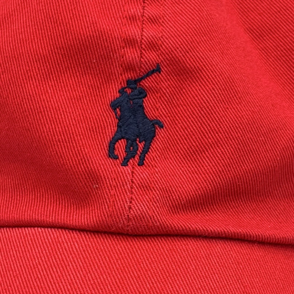 Polo Ralph Lauren Red Adjustable One Size Pony Logo Baseball Cap Hat Spell Out - Picture 2 of 11